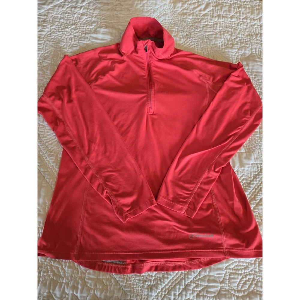 Women's Cloudveil Large Pink Coral Long Sleeve Athletic Baselayer L 1/4 Zip